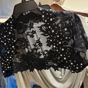 Gregory’s Black & crystal Lace Embellished bolero Women's Top